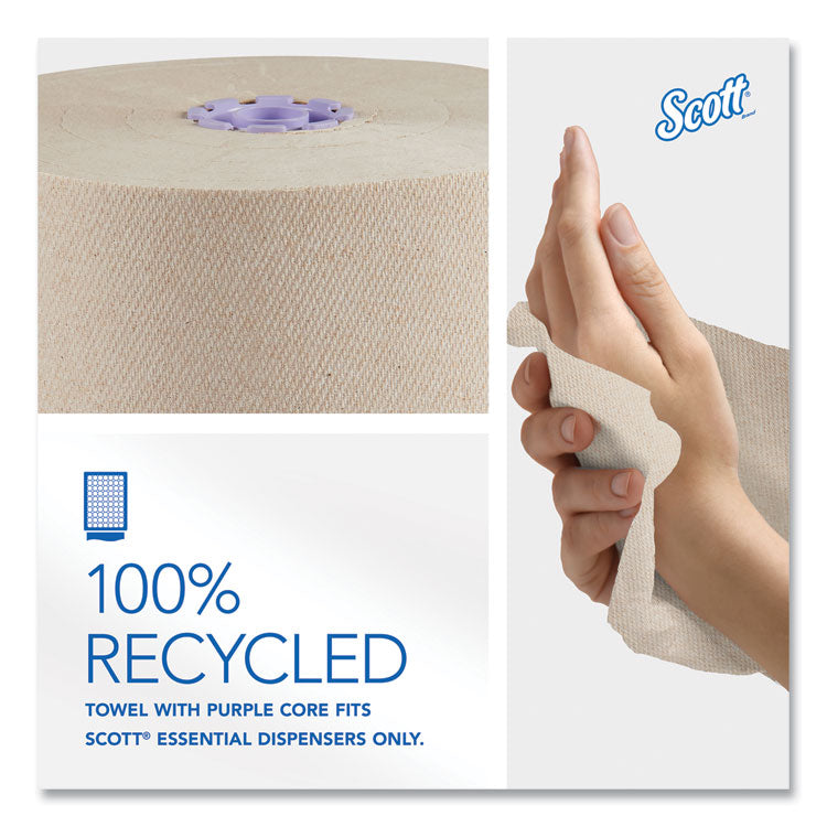 Essential 100% Recycled Fiber Hard Roll Towel, 1-Ply, 8" x 700 ft, 1.75" Core, Brown, 6 Rolls/Carton