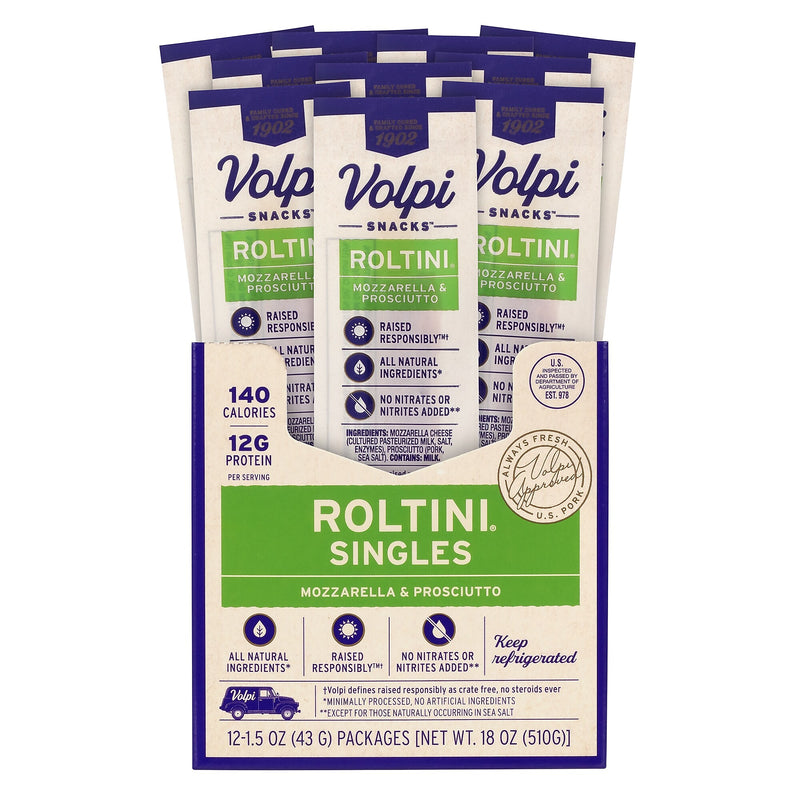 Volpi Roltini Singles, Prosciutto & Mozzarella, 1.5 oz, 24/Pack (220-02484)