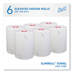 Slimroll Towels, 1-Ply, 8" x 580 ft, White/Pink Core, Traditional Business, 6 Rolls/Carton