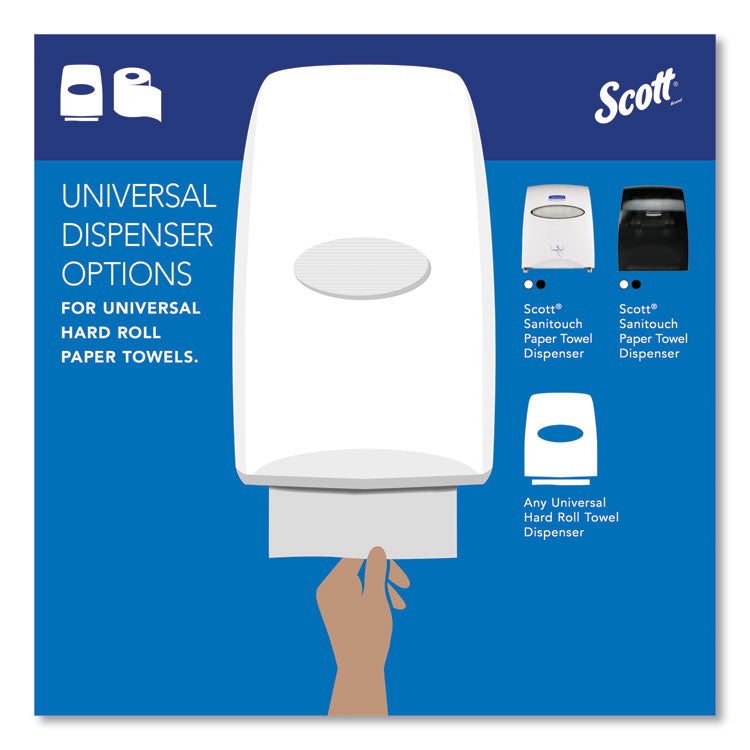 Essential 100% Recycled Fiber Hard Roll Towel, 1-Ply, 8" x 800 ft, 1.5" Core, White, 12 Rolls/Carton
