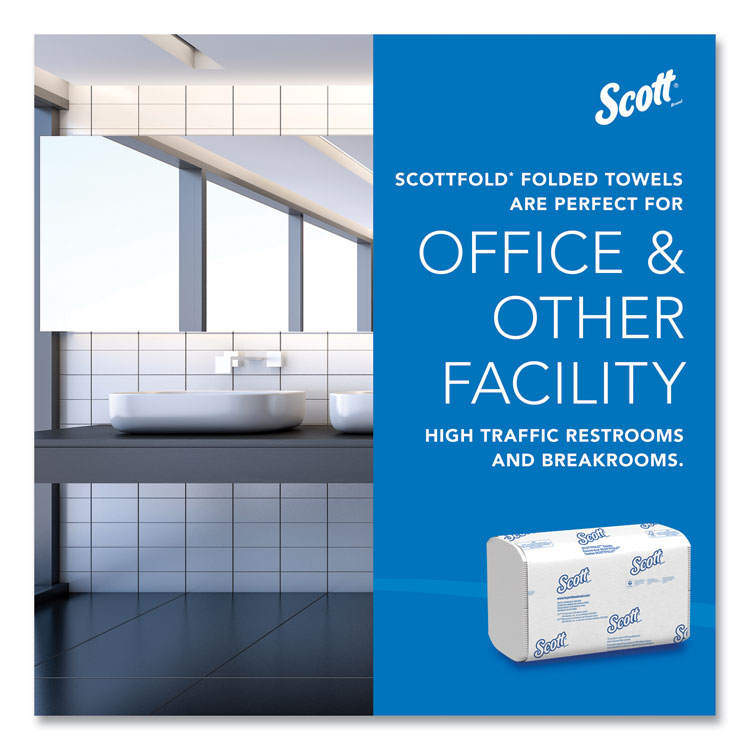 Pro Scottfold Towels, 1-Ply, 9.4 x 12.4, White, 175 Towels/Pack, 25 Packs/Carton