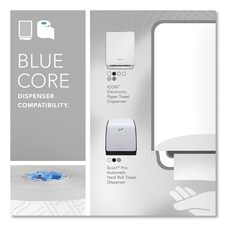 Pro Hard Roll Paper Towels with Elevated Scott Design for Scott Pro Dispenser, Blue Core Only, 1-Ply, 1,150 ft, 6 Rolls/CT