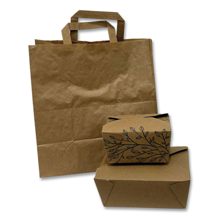 Kraft Paper Bags, Flat Handles, 11" x 7" x 12", Kraft, 250/Carton