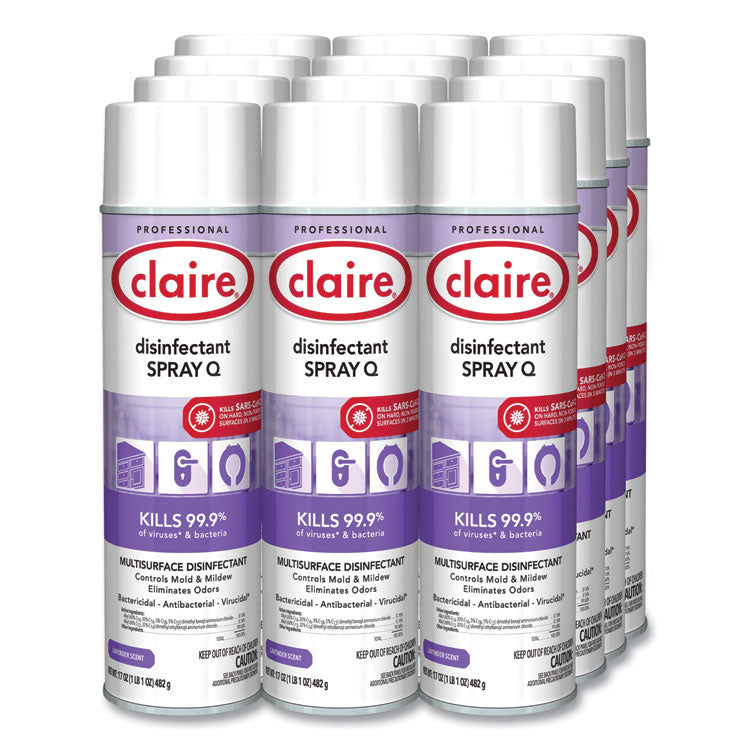 Spray Q Disinfectant. Lavender Scent, 17 oz Aerosol Spray, Dozen