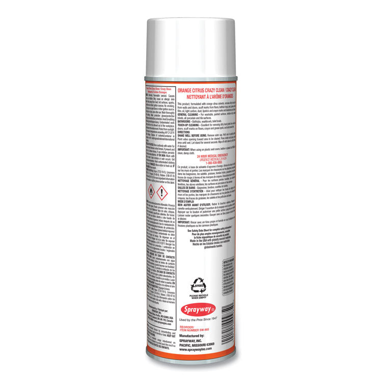 Orange Citrus Crazy Clean, Orange Scent, 19 oz Aerosol Spray, Dozen