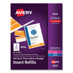 Name Badge Insert Refills, Vertical, 4 1/4 X 6, White, 100/pack