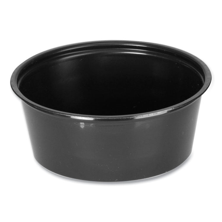 Portion Cups, 3.25 oz, Plastic, Black, 250/Sleeve, 10 Sleeves/Carton