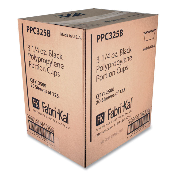 Portion Cups, 3.25 oz, Plastic, Black, 250/Sleeve, 10 Sleeves/Carton