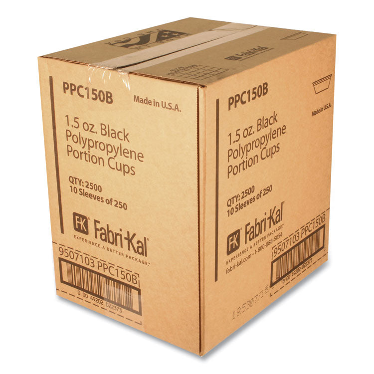 Portion Cups, 1.5 oz, Plastic, Black, 250/Sleeve, 10 Sleeves/Carton