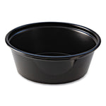 Portion Cups, 1.5 oz, Squat, Plastic, Black, 250/Sleeve, 10 Sleeves/Carton