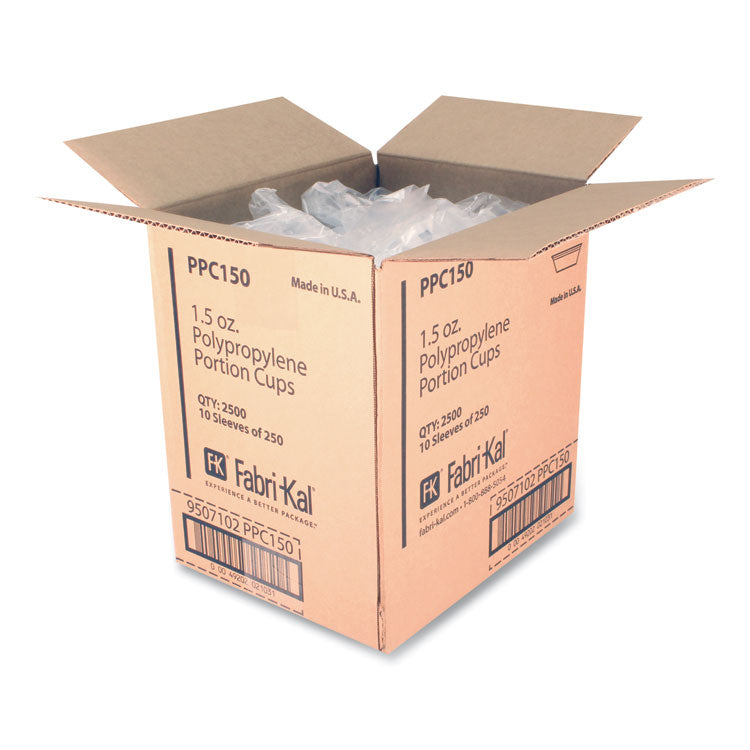 Portion Cups, 1.5 oz, Plastic, Clear, 250/Sleeve, 10 Sleeves/Carton
