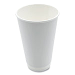Paper Hot Cups, Double-Walled, 16 oz, White, 25/Pack