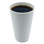Paper Hot Cups, Double-Walled, 16 oz, White, 25/Pack