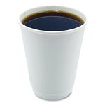 Paper Hot Cups, Double-Walled, 12 oz, White, 500/Carton