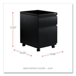 File Pedestal With Full-Length Pull, Left Or Right, 2-Drawers: Box/file, Legal/letter, Black, 14.96" X 19.29" X 21.65"