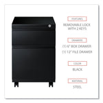 File Pedestal With Full-Length Pull, Left Or Right, 2-Drawers: Box/file, Legal/letter, Black, 14.96" X 19.29" X 21.65"