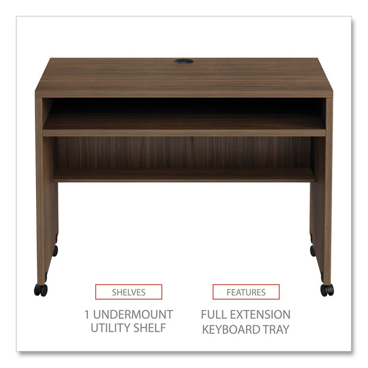 Alera Valencia Series Mobile Workstation Desk, 41.38" X 23.63" X 30", Modern Walnut