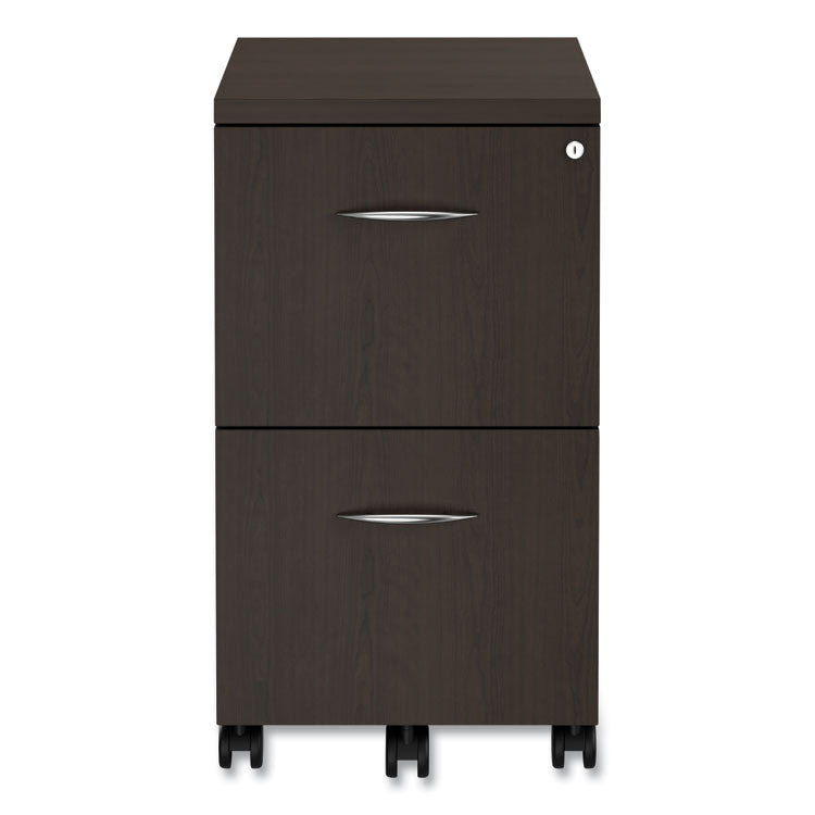 Alera Valencia Series Mobile Pedestal, Left Or Right, 2 Legal/letter-Size File Drawers, Espresso, 15.38" X 20" X 26.63"