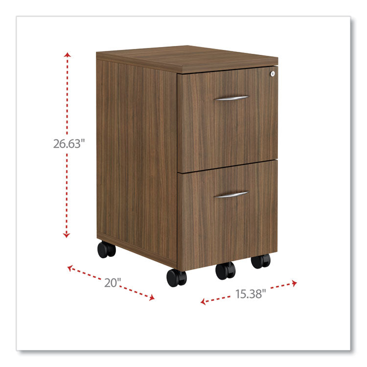 Alera Valencia Series Mobile Pedestal, Left Or Right, 2 Legal/letter-Size File Drawers, Modern Walnut, 15.38" X 20" X 26.63"