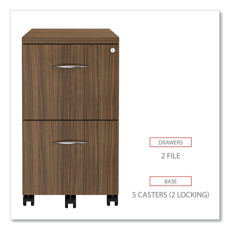 Alera Valencia Series Mobile Pedestal, Left Or Right, 2 Legal/letter-Size File Drawers, Modern Walnut, 15.38" X 20" X 26.63"