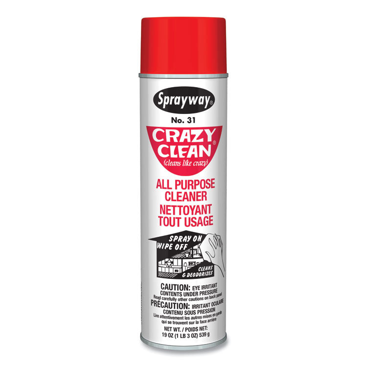 Crazy Clean All Purpose Cleaner, Floral Scent, 19 oz Aerosol Spray, Dozen