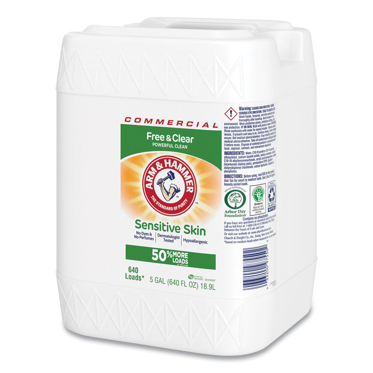 HE Compatible Liquid Detergent, Free and Clear/Unscented, 640 Loads, 5 gal Jug
