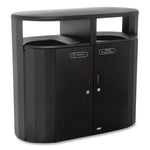 RESIST Dual Stream Waste and Recycling Container, 46 gal, Metal, Black