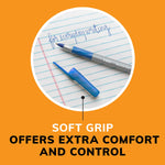 BIC Round Stic Grip Xtra Comfort Ballpoint Pens, Medium Point, 1.2mm, Blue Ink, Dozen (GSMG11BE)