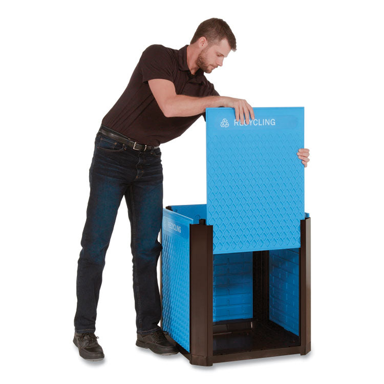 Medium Prelabeled Recycled Waste Panels for Tailor and Landmark Series Containers, 20.72" x 0.5" x 27.95", Blue, 4/Carton