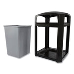 Landmark Series Classic Dome Top Container and Ashtray, 35 gal, Resin, Black
