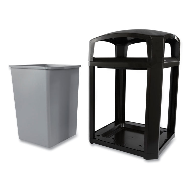 Landmark Series Classic Dome Top Container and Ashtray, 35 gal, Resin, Black