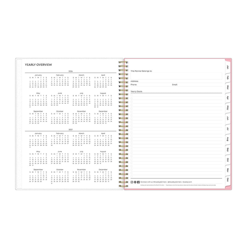 Planning Calendar BS Mimi Pink Frosted PP 8.5x11 RY26 Wkly/Mthly Safety Wirebound -