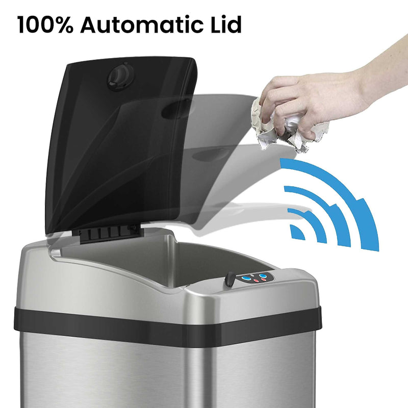 iTouchless Stainless Steel Sensor Trash Can Platinum Edition with AbsorbX Odor Control System, 13 Gal., Silver (IT13RX)