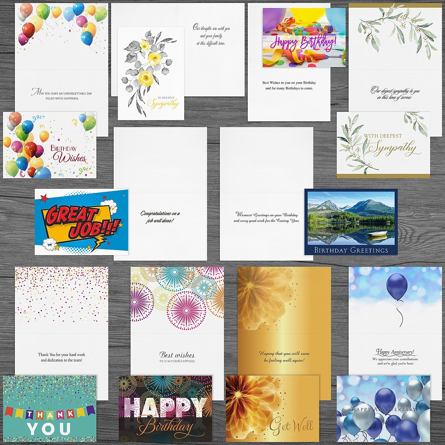 "Colorful Sentiments" Pre-Versed Assorted Pack w/ Fastick® Envelopes, 50/Pk