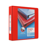 Staples Heavy Duty 2" 3-Ring View Binder, D-Ring, Red (ST56297-CC)