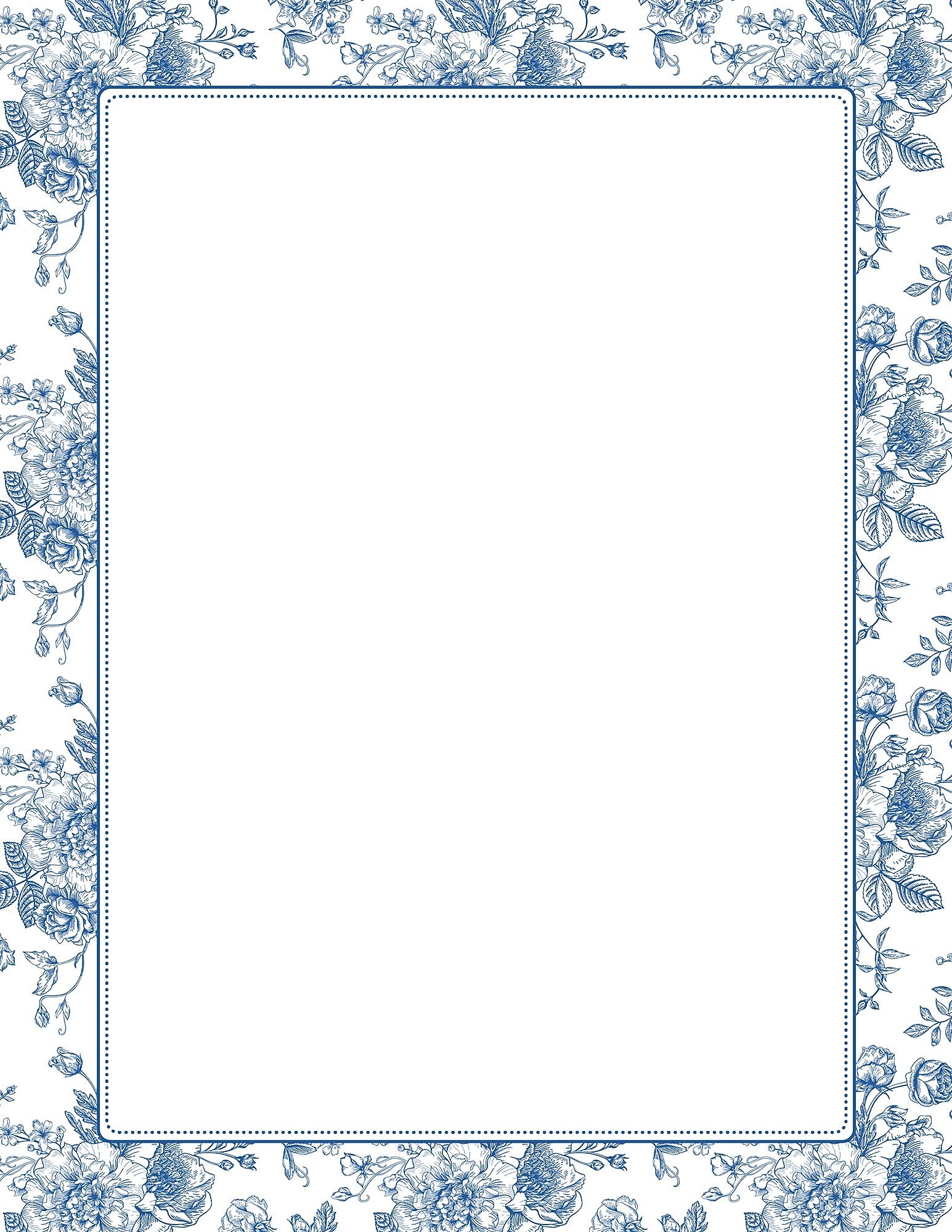 Great Papers Blue Toile Floral Everyday Letterhead, Multicolored, 50 Sheets/Pack (2025010)