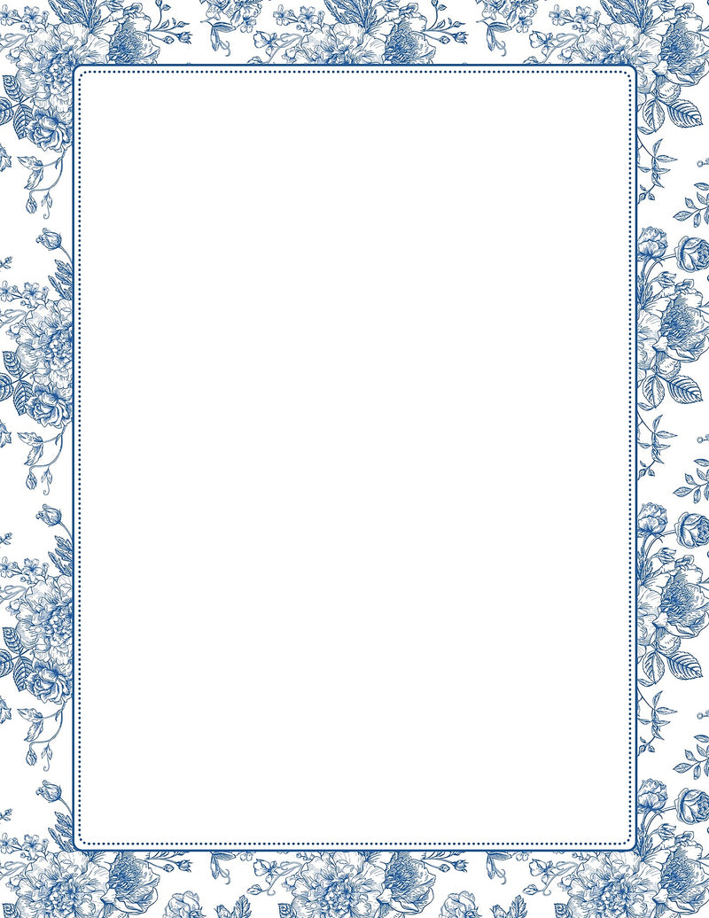 Great Papers Blue Toile Floral Everyday Letterhead, Multicolored, 50 Sheets/Pack (2025010)