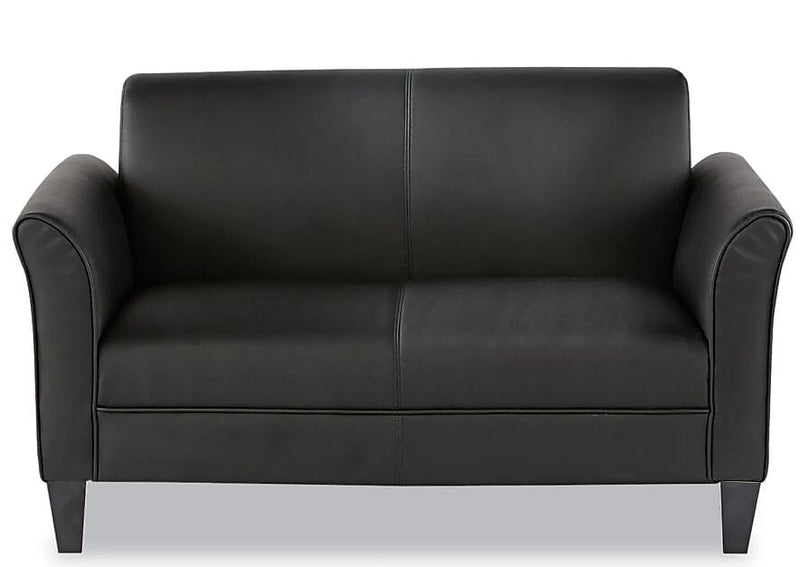 Alera 55.5"W Bonded Leather Loveseat, Black (ALERL22LS10B)