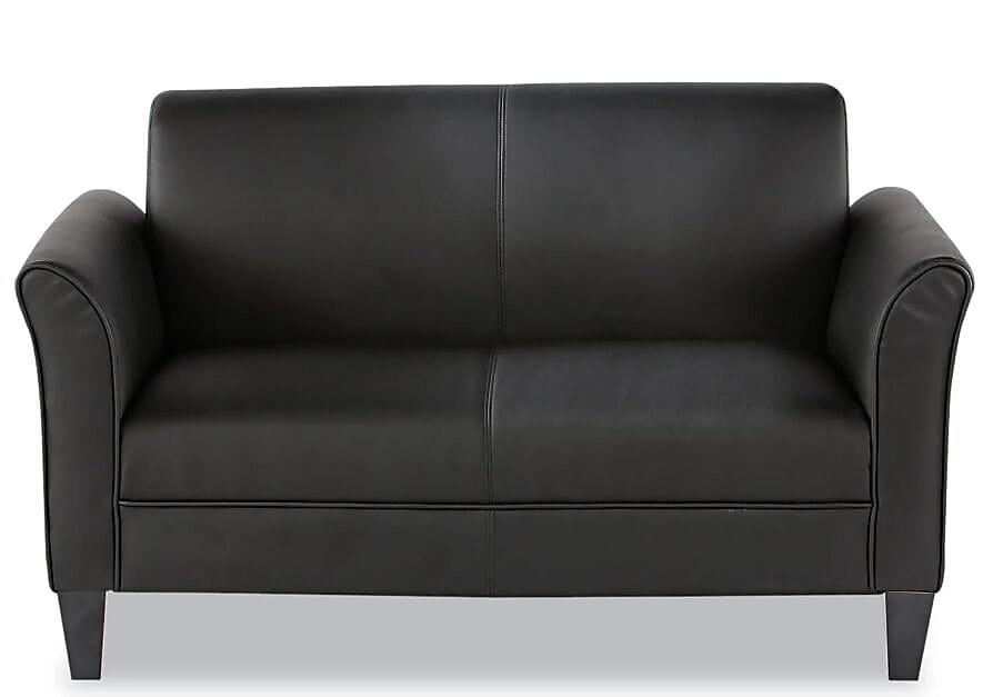 Alera 55.5"W Bonded Leather Loveseat, Black (ALERL22LS10B)