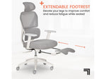 Sharper Image S-850 Heated Ergonomic Mesh Swivel Executive Massage Chair, Light Gray/White (60106-LGRYWHT)