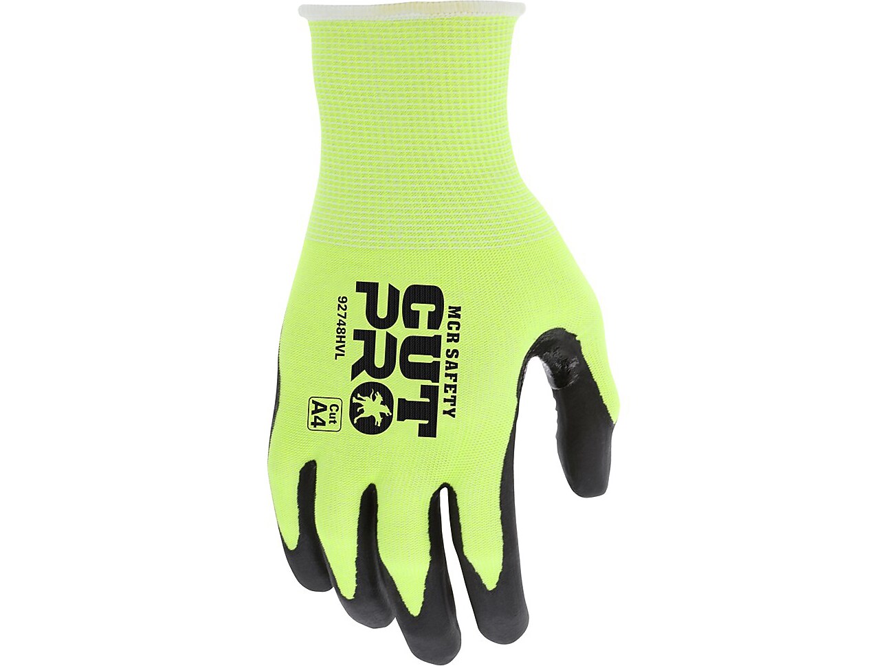 MCR Safety Cut Pro Hypermax Fiber/Nitrile Work Gloves, Lime/Black, XL, Pair (127-92748HVXL)