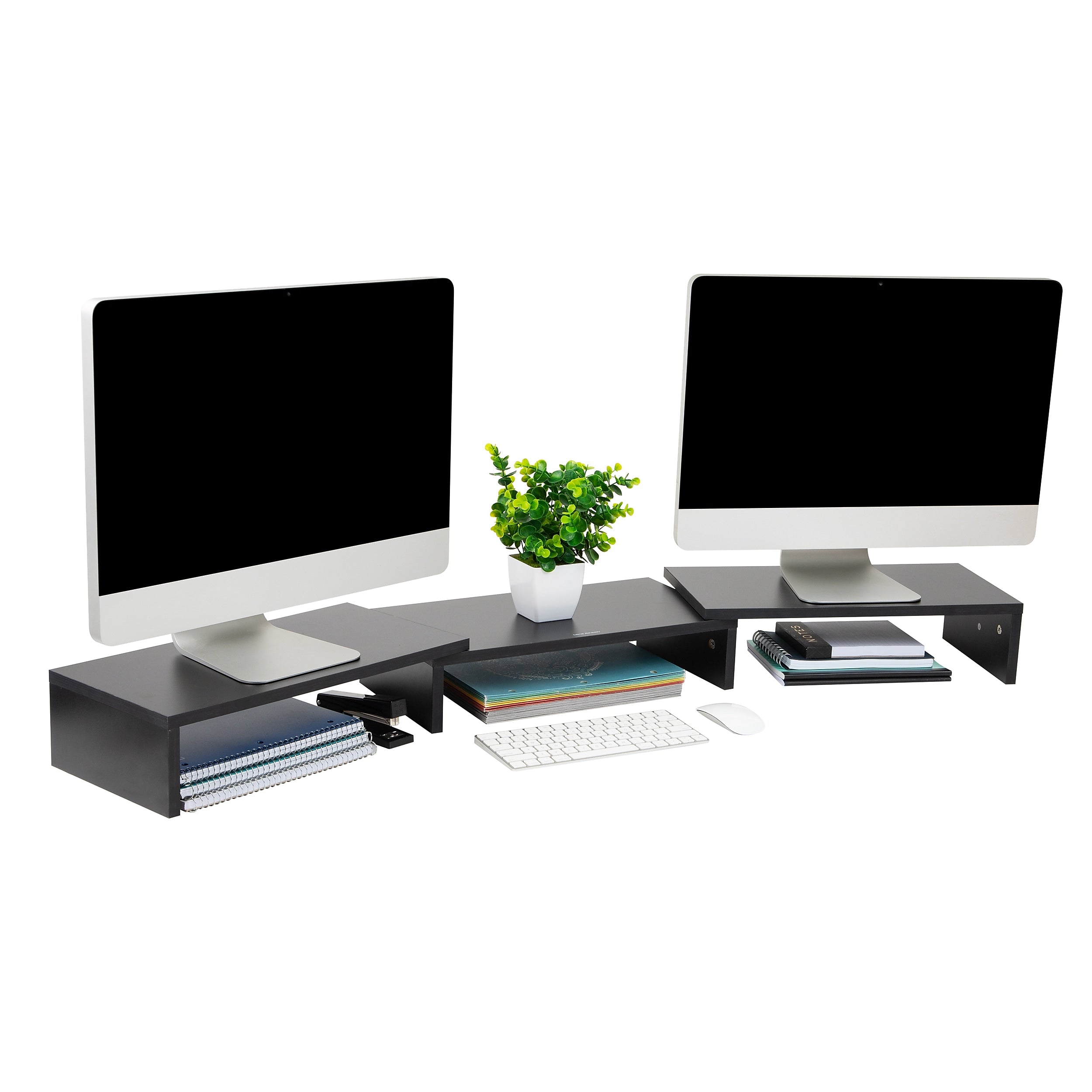 Mind Reader Adjustable Dual Monitor Stand, Up to 44 lbs., Black (MDFMOND-BLK)