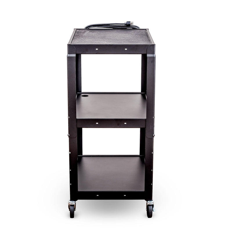 Luxor 3-Shelf Metal Mobile Utility Cart with Lockable Wheels, Black (UCMT1)