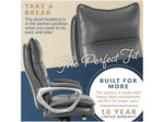 La-Z-Boy Jenkins Ergonomic Bonded Leather Executive Big & Tall Chair, 400 lb. Capacity, Gray (60075-GRY)