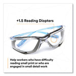 CCS Protective Eyewear with Foam Gasket, +1.5 Diopter Strength, Blue Plastic Frame, Clear Polycarbonate Lens