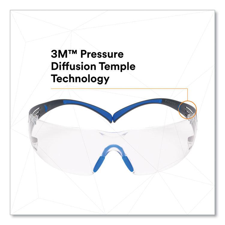 SecureFit Protective Eyewear, 400 Series, Black/Blue Plastic Frame, Clear Polycarbonate Lens
