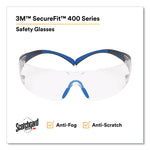 SecureFit Protective Eyewear, 400 Series, Black/Blue Plastic Frame, Clear Polycarbonate Lens