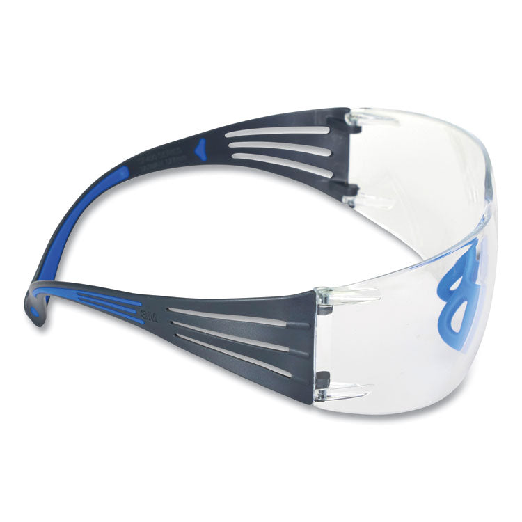 SecureFit Protective Eyewear, 400 Series, Black/Blue Plastic Frame, Clear Polycarbonate Lens