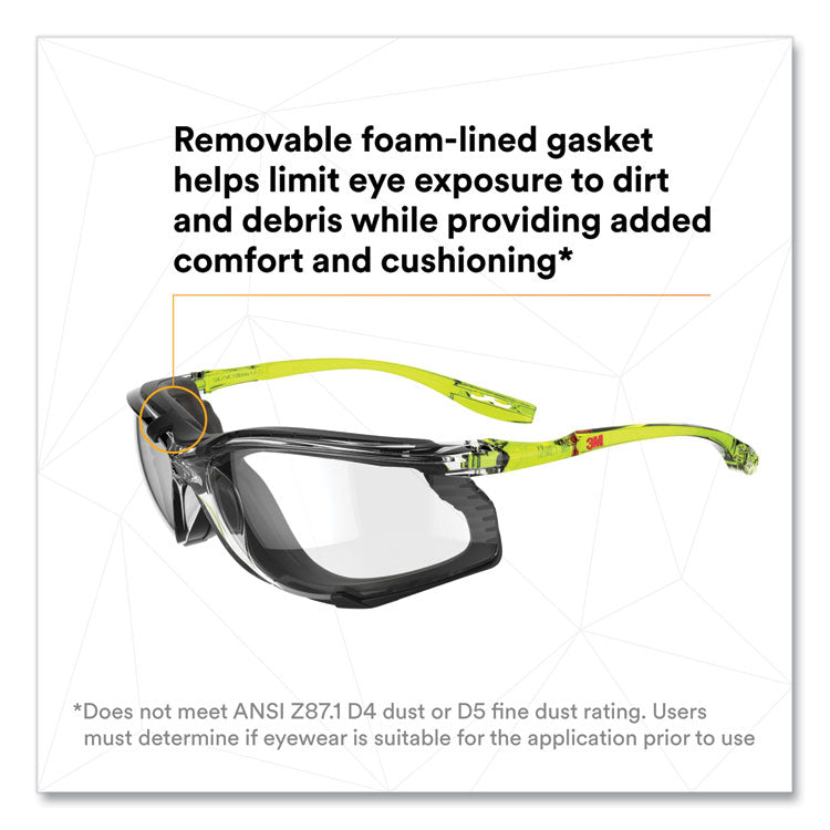 Solus CCS Series Protective Eyewear, Green Plastic Frame, Clear Polycarbonate Lens