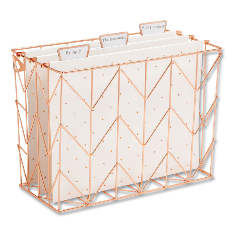 Letter-Size Desktop Fashion Filing Set, Rose Gold, (1) Rack, (3) Hanging Folders, (3) File Folders, (2) Trays,(1) Mail Sorter